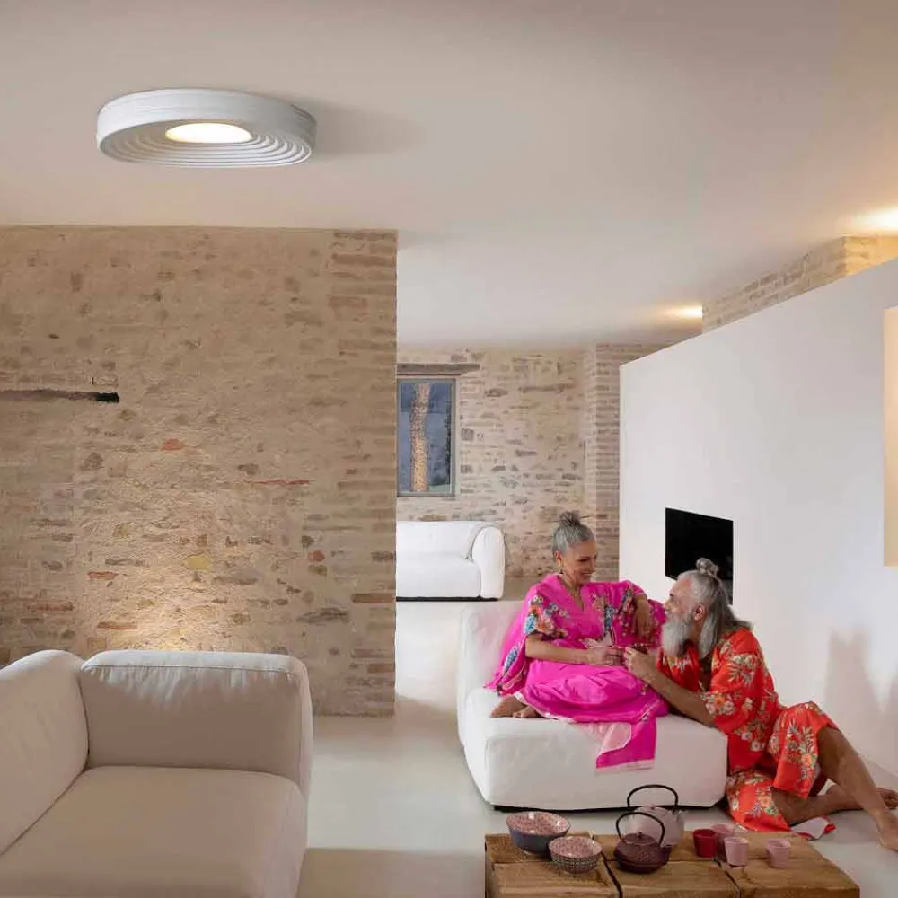 Viadurini Lighting Design Deckenleuchten-Wohnzimmer-Deckenleuchte des modernen Designs in Mattweißputz - Süßholz