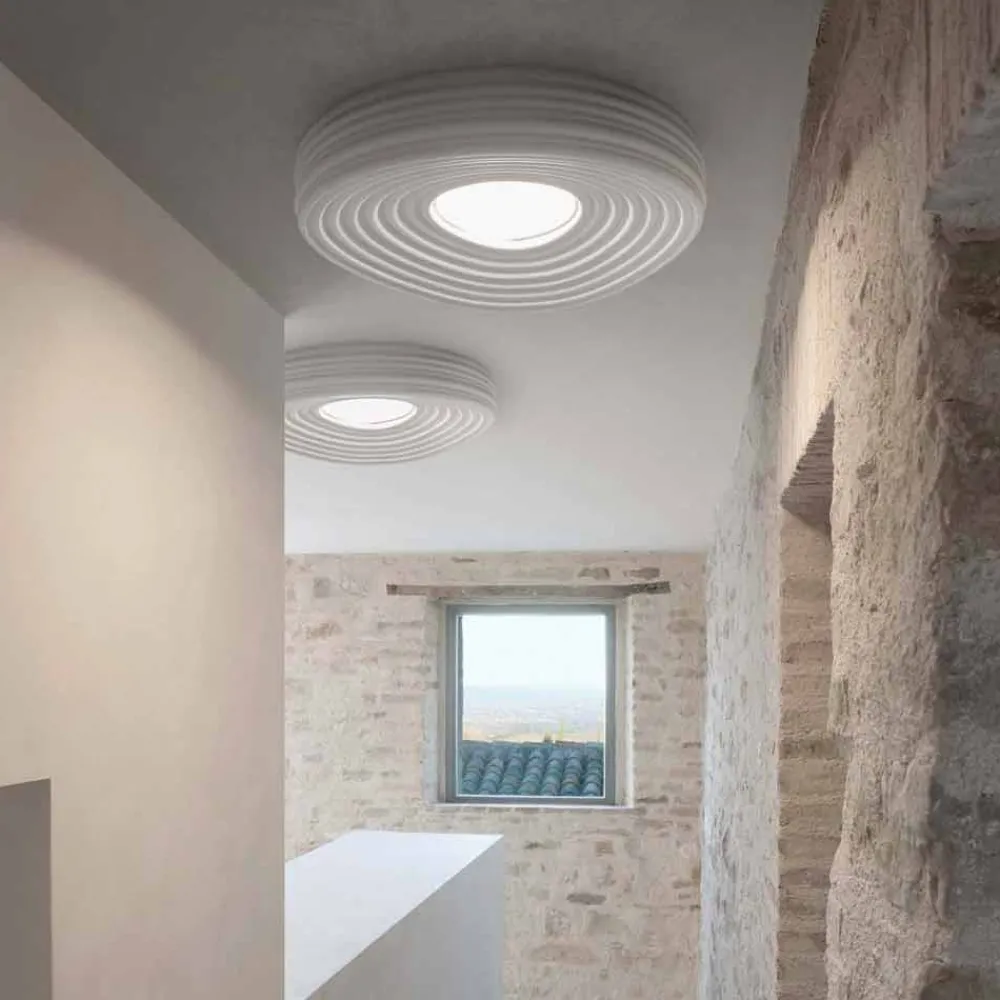 Viadurini Lighting Design Deckenleuchten-Wohnzimmer-Deckenleuchte des modernen Designs in Mattweißputz - Süßholz