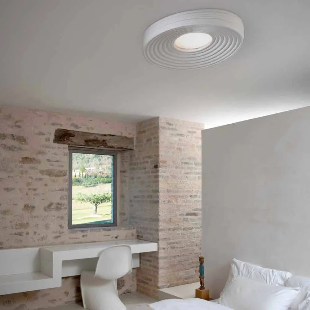 Viadurini Lighting Design Deckenleuchten-Wohnzimmer-Deckenleuchte des modernen Designs in Mattweißputz - Süßholz