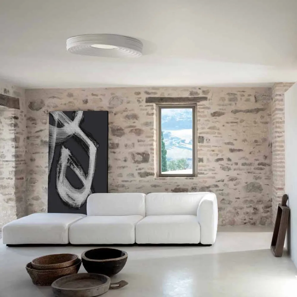 Viadurini Lighting Design Deckenleuchten-Wohnzimmer-Deckenleuchte des modernen Designs in Mattweißputz - Süßholz