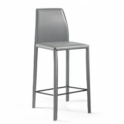 Viadurini Living Küchenhocker-Wohnzimmerhocker aus grauem Leder und schwarzem Fußhocker, hergestellt in Italien – Blumen