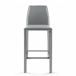 Viadurini Living Küchenhocker-Wohnzimmerhocker aus grauem Leder und schwarzem Fußhocker, hergestellt in Italien – Blumen