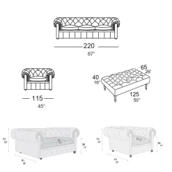 Viadurini Living Moderne Sofas-Wohnzimmerkomposition mit Sofa, Sessel und Bank Made in Italy - Spassoso