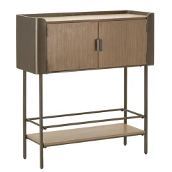 Viadurini Living Konsolentisch Flur-Wohnzimmerkonsole aus Tannenholz und Grauguss mit 2 Türen - Cooper