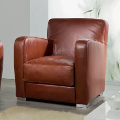 Viadurini Living Moderne Sessel-Wohnzimmersessel aus Holz, Leder und Metall Made in Italy - Burlesco