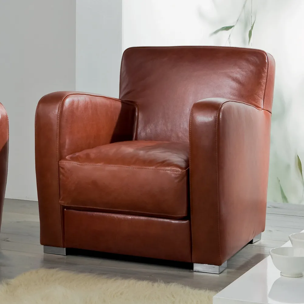 Viadurini Living Moderne Sessel-Wohnzimmersessel aus Holz, Leder und Metall Made in Italy - Burlesco