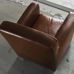 Viadurini Living Moderne Sessel-Wohnzimmersessel aus Holz, Leder und Metall Made in Italy - Burlesco