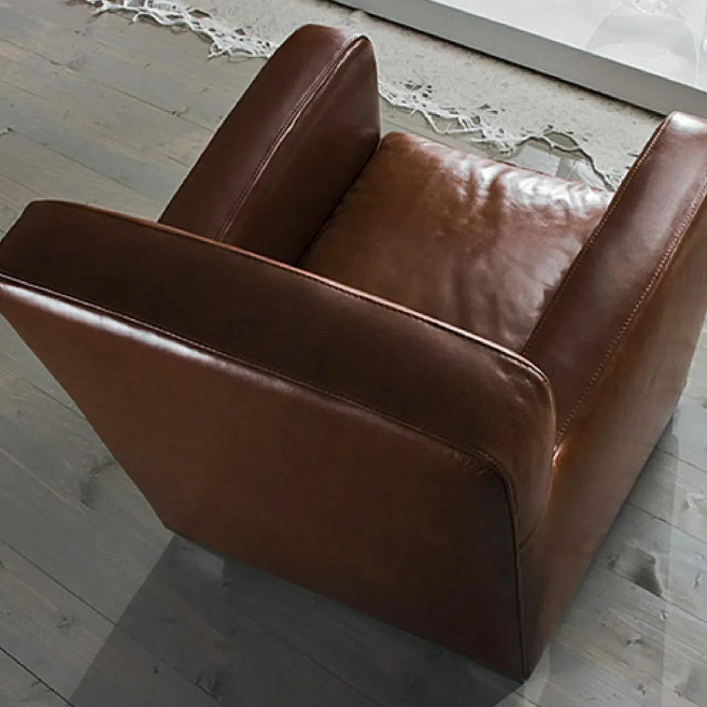 Viadurini Living Moderne Sessel-Wohnzimmersessel aus Holz, Leder und Metall Made in Italy - Burlesco