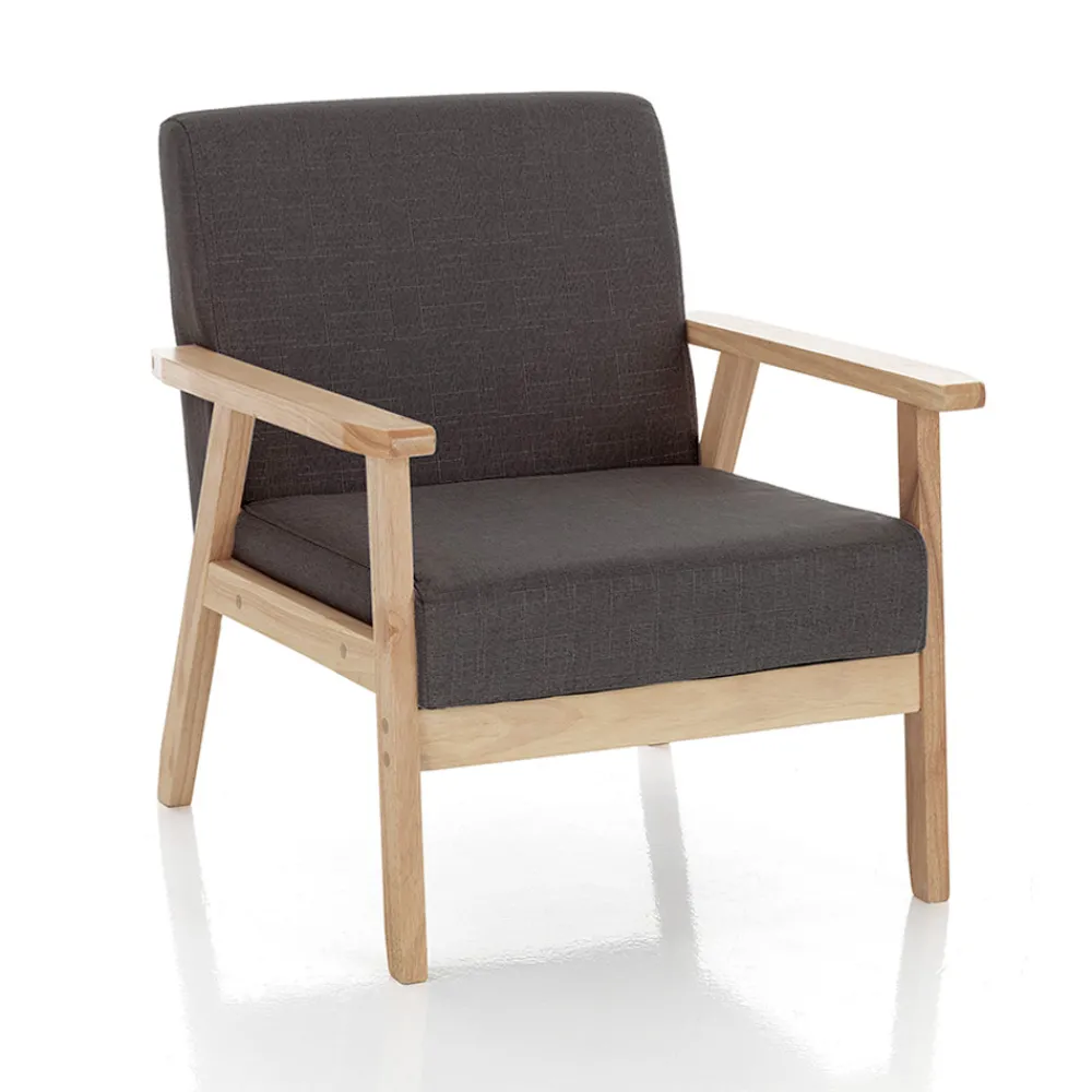 Viadurini Living Moderne Sessel-Wohnzimmersessel aus massivem Kiefernholz und dunkelgrauem Stoff - Basilicata