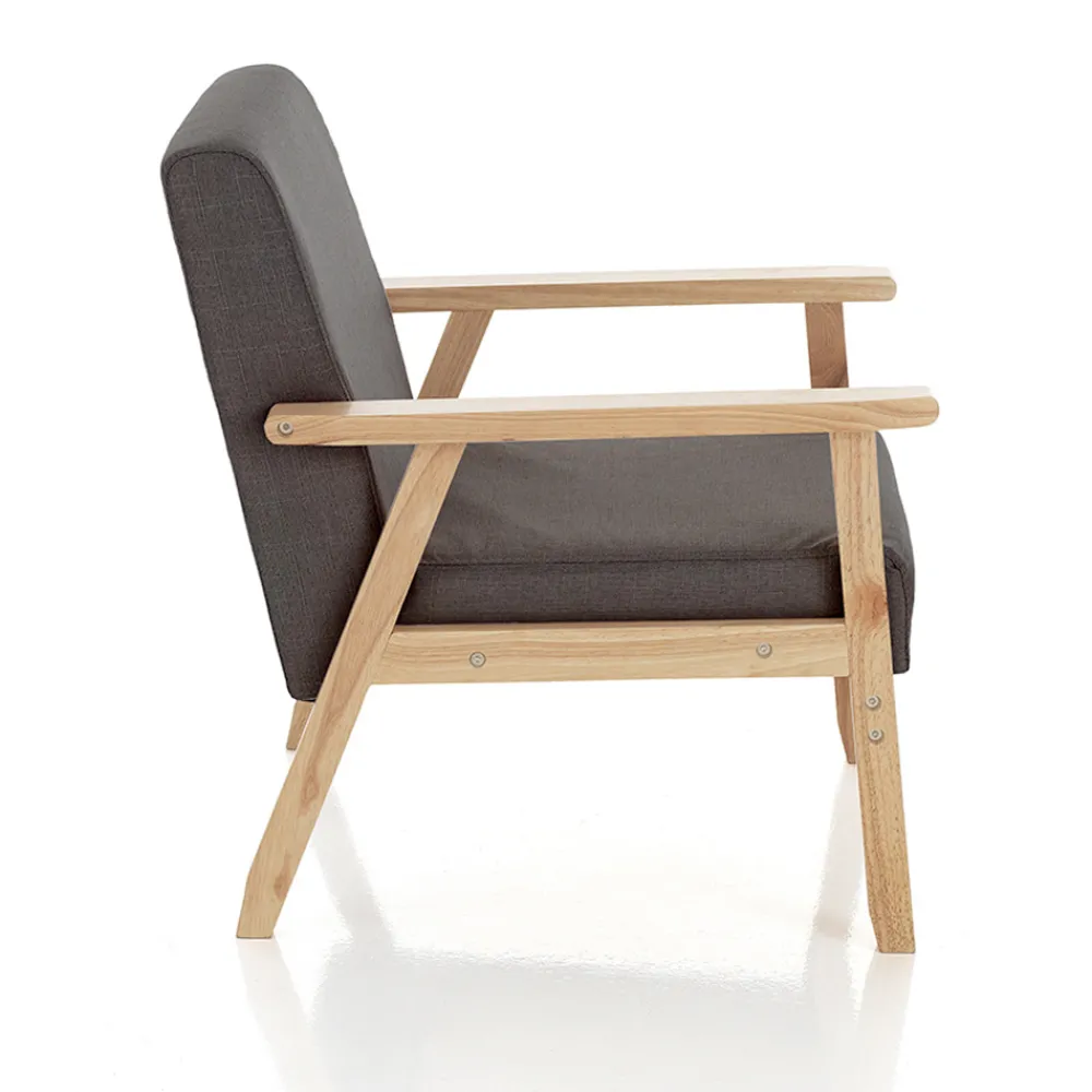 Viadurini Living Moderne Sessel-Wohnzimmersessel aus massivem Kiefernholz und dunkelgrauem Stoff - Basilicata