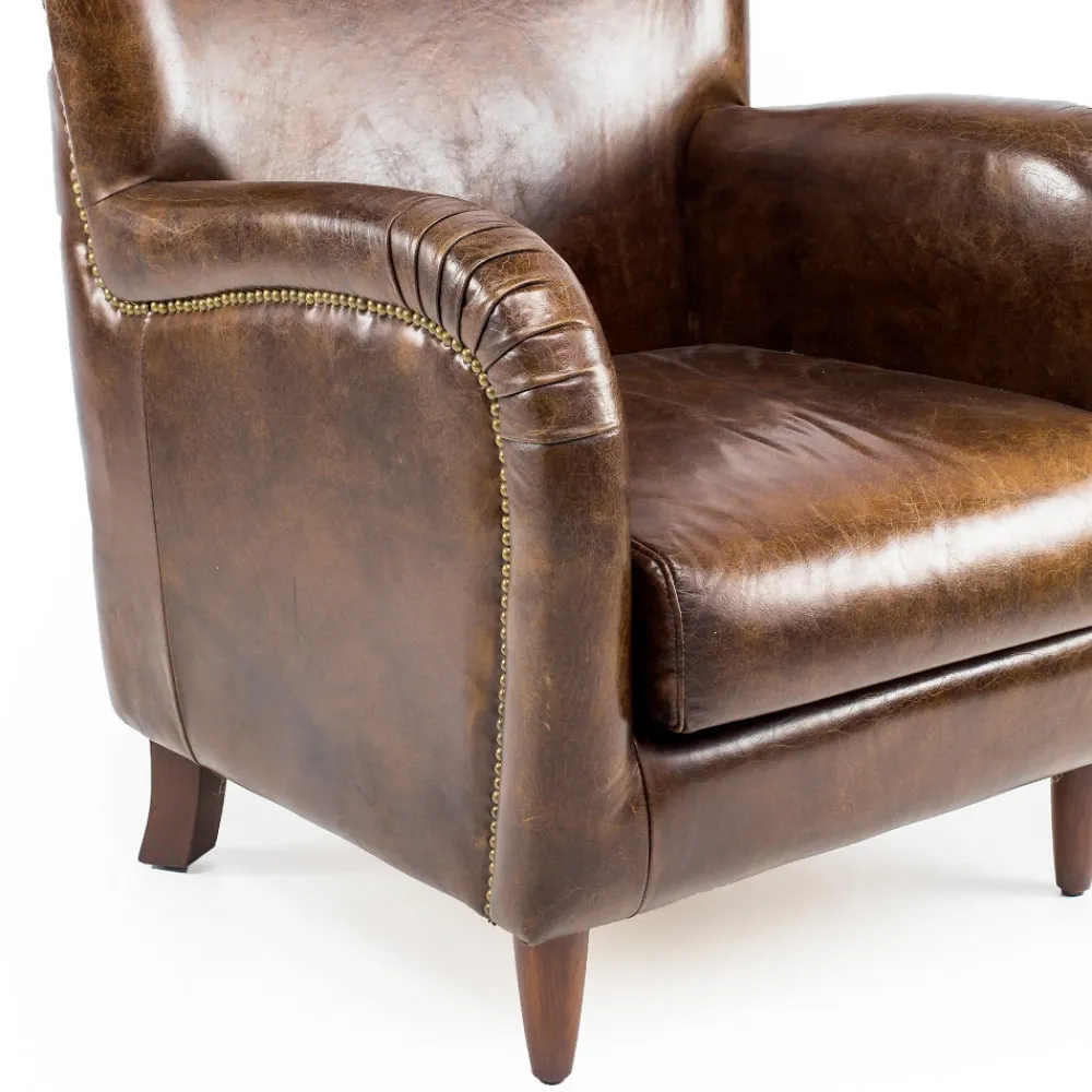 Viadurini Living Klassische Sessel-Wohnzimmersessel aus Vintage-Leder mit gealterter Wirkung - Stempel