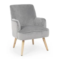 Viadurini Living Skandinavische Sessel-Wohnzimmersessel im skandinavischen Design mit Holz- und Samteffekt - Cinzio