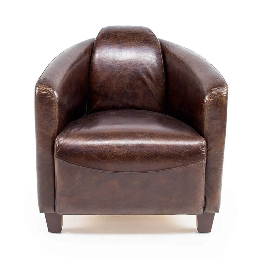 Viadurini Living Klassische Sessel-Wohnzimmersessel komplett aus Vintage-Leder mit gealterter Wirkung - Stempel