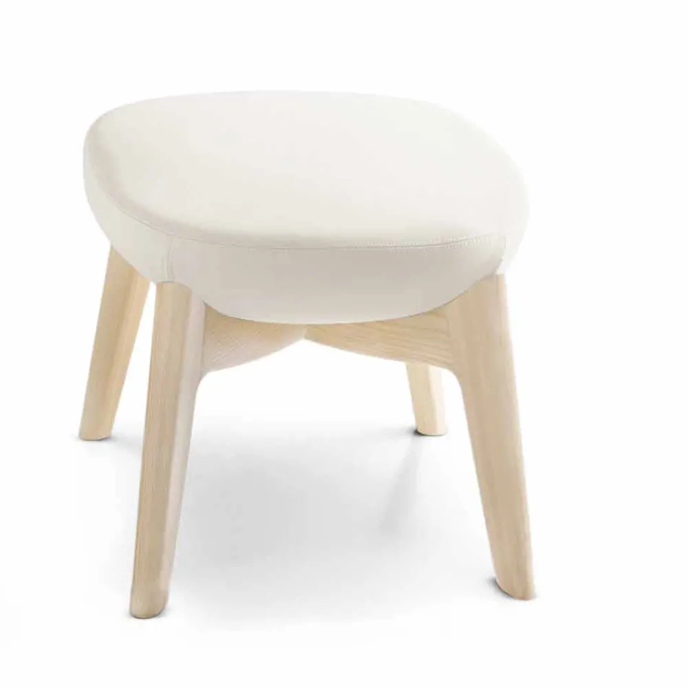 Viadurini Living Moderne Sessel-Wohnzimmersessel mit Fußstütze aus Leder und Holz Made in Italy - Butterfly