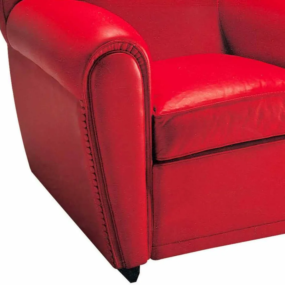 Viadurini Living Klassische Sessel-Wohnzimmersessel mit Lederbezug und Holzfüßen Made in Italy - Pegolo