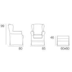 Viadurini Living Moderne Sessel-Wohnzimmersessel mit Puff aus Eschenholz Made in Italy - Ottavia