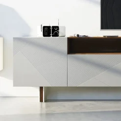 Viadurini Living Sideboards-Wohnzimmer-Sideboard aus grauem MDF mit Eichenholzgehäuse Made in Italy - Giuditte