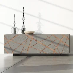 Viadurini Living Sideboards-Wohnzimmer-Sideboard aus lackiertem MDF mit Flachrelief Made in Italy - Kerry
