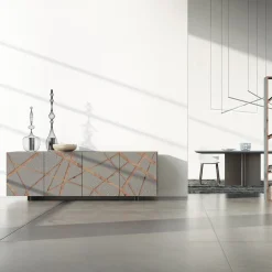 Viadurini Living Sideboards-Wohnzimmer-Sideboard aus lackiertem MDF mit Flachrelief Made in Italy - Kerry