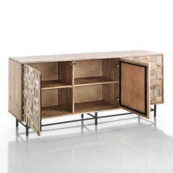 Viadurini Living Sideboards-Wohnzimmer-Sideboard aus massivem Mangoholz, handgefertigt – Phosphor