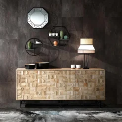 Viadurini Living Sideboards-Wohnzimmer-Sideboard aus massivem Mangoholz, handgefertigt – Phosphor