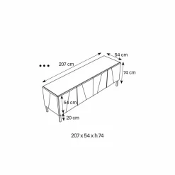 Viadurini Living Sideboards-Wohnzimmer-Sideboard aus mattschwarzem Holz und verspiegelten Gläsern, italienischer Luxus - Sienese