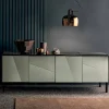 Viadurini Living Sideboards-Wohnzimmer-Sideboard aus mattschwarzem Holz und Glas, Luxus Made in Italy - Senese