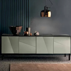 Viadurini Living Sideboards-Wohnzimmer-Sideboard aus mattschwarzem Holz und Glas, Luxus Made in Italy - Senese