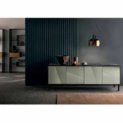 Viadurini Living Sideboards-Wohnzimmer-Sideboard aus mattschwarzem Holz und Glas, Luxus Made in Italy - Senese