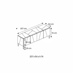Viadurini Living Sideboards-Wohnzimmer-Sideboard aus mattschwarzem Holz und Glas, Luxus Made in Italy - Senese