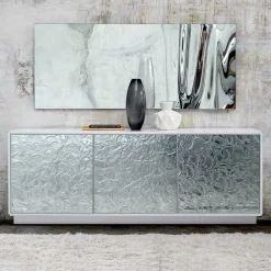 Viadurini Living Sideboards-Wohnzimmer-Sideboard aus matt lackiertem Holz und Glas, hergestellt in Italien – Fiorenza