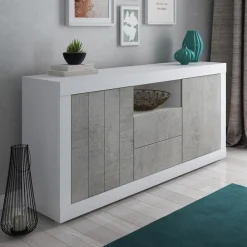 Viadurini Living Sideboards-Wohnzimmer-Sideboard aus Melamin mit 2 Türen und 2 Schubladen – Samario