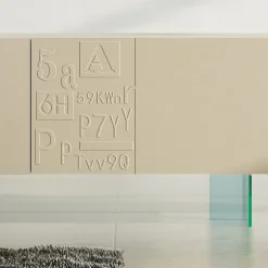 Viadurini Living Sideboards-Wohnzimmer-Sideboard aus matt lackiertem MDF und Glas Made in Italy - Ninetta