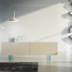 Viadurini Living Sideboards-Wohnzimmer-Sideboard aus matt lackiertem MDF und Glas Made in Italy - Ninetta