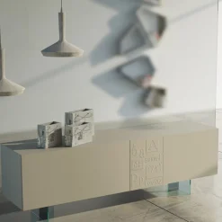 Viadurini Living Sideboards-Wohnzimmer-Sideboard aus matt lackiertem MDF und Glas Made in Italy - Ninetta