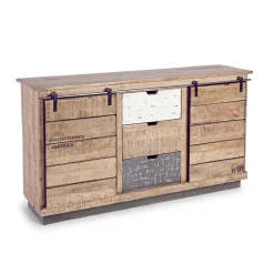 Viadurini Living Sideboards-Wohnzimmer-Sideboard aus Mangoholz und Stahl mit 2 Türen und 3 Schubladen - Sinfony