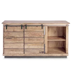 Viadurini Living Sideboards-Wohnzimmer-Sideboard aus Mangoholz und Stahl mit 2 Türen und 3 Schubladen - Sinfony