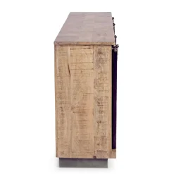 Viadurini Living Sideboards-Wohnzimmer-Sideboard aus Mangoholz und Stahl mit 2 Türen und 3 Schubladen - Sinfony