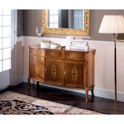 Viadurini Classic Anrichte-Wohnzimmer-Sideboard aus Nussbaum oder weißem Holz und Intarsien Made in Italy - Katerine