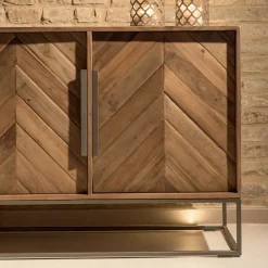 Viadurini Living Anrichte-Wohnzimmer-Sideboard aus recyceltem Tropenholz und Metallfüßen - Slide