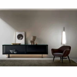 Viadurini Living Sideboards-Wohnzimmer-Sideboard aus Rauchglas und grünem oder rotem Marmor mit Led, Luxus-Leonarda