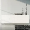 Viadurini Living Sideboards-Wohnzimmer-Sideboard aus weiß lackiertem MDF mit Flachrelief Made in Italy - Acqua