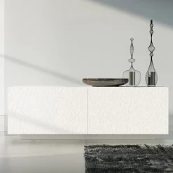 Viadurini Living Sideboards-Wohnzimmer-Sideboard aus weiß lackiertem MDF mit Flachrelief Made in Italy - Acqua