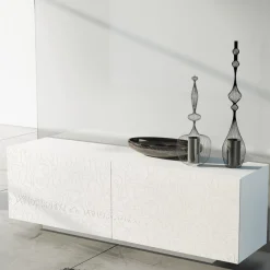 Viadurini Living Sideboards-Wohnzimmer-Sideboard aus weiß lackiertem MDF mit Flachrelief Made in Italy - Acqua