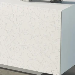 Viadurini Living Sideboards-Wohnzimmer-Sideboard aus weiß lackiertem MDF mit Flachrelief Made in Italy - Acqua