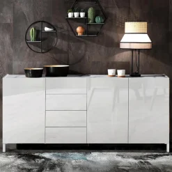 Viadurini Living Sideboards-Wohnzimmer-Sideboard aus weißem Holz und Melamin, hergestellt in Italien – Alosa