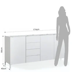 Viadurini Living Sideboards-Wohnzimmer-Sideboard aus weißem Holz und Melamin, hergestellt in Italien – Alosa