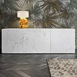 Viadurini Living Sideboards-Wohnzimmer-Sideboard mit 3 Türen in Carrara-Marmor-Finish, hergestellt in Italien – Finn