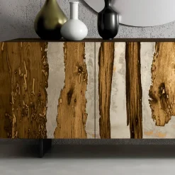 Viadurini Living Sideboards-Wohnzimmer-Sideboard mit 3 Türen in Eichen- und Kunstharzoptik Saturn - Lars
