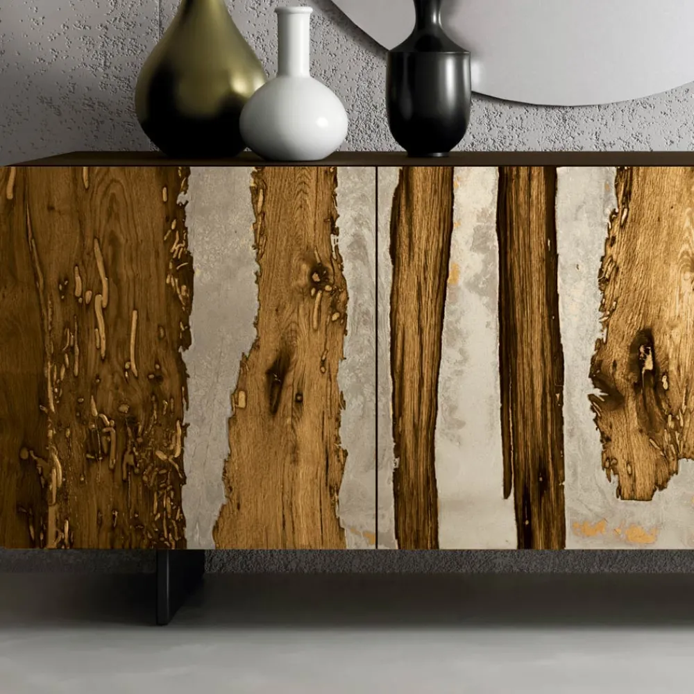 Viadurini Living Sideboards-Wohnzimmer-Sideboard mit 3 Türen in Eichen- und Kunstharzoptik Saturn - Lars